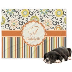 Swirls, Floral & Stripes Dog Blanket - Regular (Personalized)