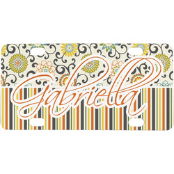 Swirls, Floral & Stripes Mini / Bicycle License Plate (4 Holes) (Personalized)