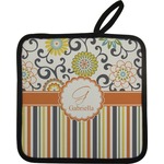 Swirls, Floral & Stripes Pot Holder w/ Name and Initial