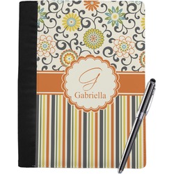 Swirls, Floral & Stripes Notebook Padfolio - Large w/ Name and Initial