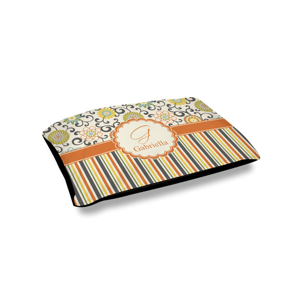 Custom Swirls, Floral & Stripes Outdoor Dog Bed - Small (Personalized)