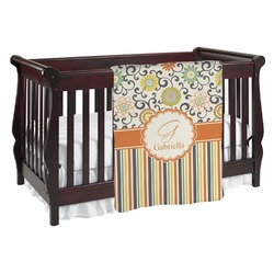 Swirls, Floral & Stripes Baby Blanket (Personalized)