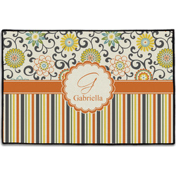 Swirls, Floral & Stripes Door Mat - 36"x24" (Personalized)