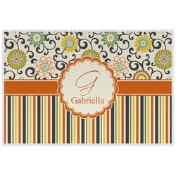 Swirls, Floral & Stripes Laminated Placemat w/ Name and Initial