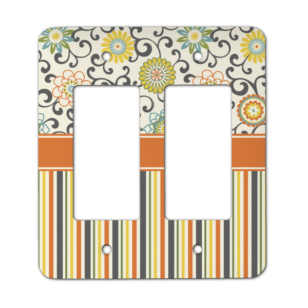 Custom Swirls, Floral & Stripes Rocker Style Light Switch Cover - Two Switch