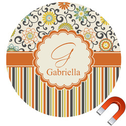 Swirls, Floral & Stripes Round Car Magnet - 6" (Personalized)