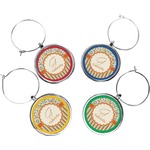 Swirls, Floral & Stripes Wine Charms (Set of 4) (Personalized)