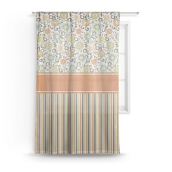 Swirls, Floral & Stripes Sheer Curtain - 50"x84"