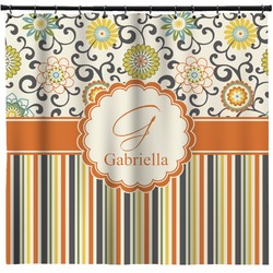 Swirls, Floral & Stripes Shower Curtain - 71" x 74" (Personalized)