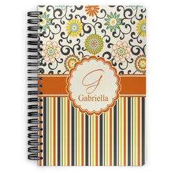 Swirls, Floral & Stripes Spiral Notebook (Personalized)