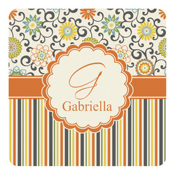 Swirls, Floral & Stripes Square Decal - Small (Personalized)