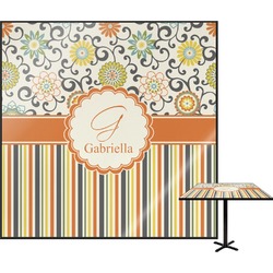 Swirls, Floral & Stripes Square Table Top - 30" (Personalized)