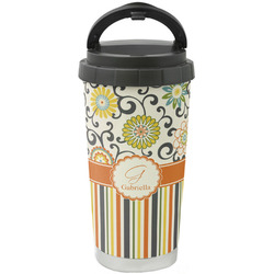 Swirls, Floral & Stripes Stainless Steel Coffee Tumbler (Personalized)