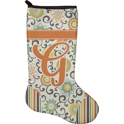 Swirls, Floral & Stripes Holiday Stocking - Single-Sided - Neoprene (Personalized)