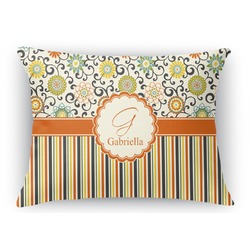 Swirls, Floral & Stripes Rectangular Throw Pillow Case - 12"x18" (Personalized)