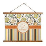 Swirls, Floral & Stripes Wall Hanging Tapestry - Wide (Personalized)