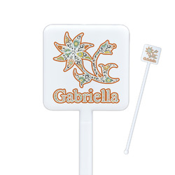 Swirls, Floral & Stripes Square Plastic Stir Sticks (Personalized)