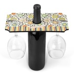 Swirls, Floral & Stripes Wine Bottle & Glass Holder (Personalized)