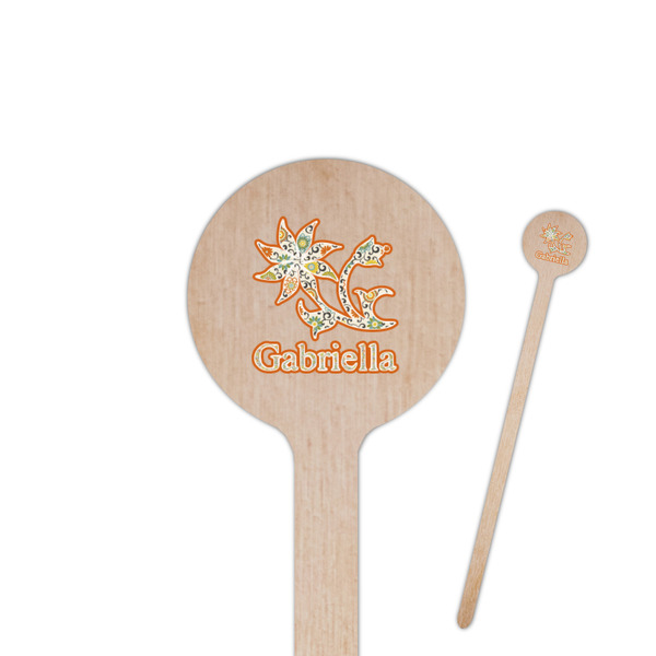 Custom Swirls, Floral & Stripes 7.5" Round Wooden Stir Sticks - Single Sided (Personalized)