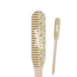Swirls, Floral & Stripes Paddle Wooden Food Picks - Double Sided (Personalized)