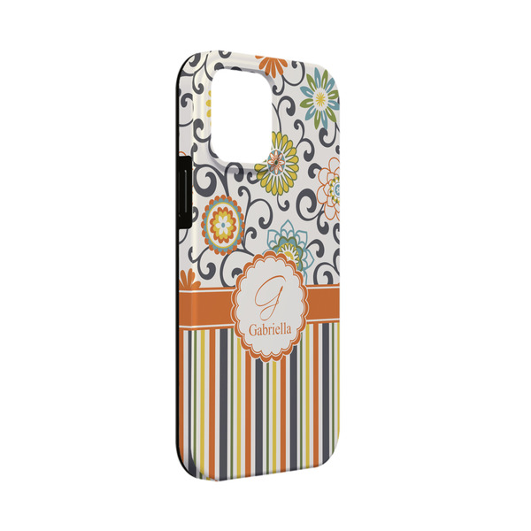 Custom Swirls, Floral & Stripes iPhone Case - Rubber Lined - iPhone 13 Mini (Personalized)