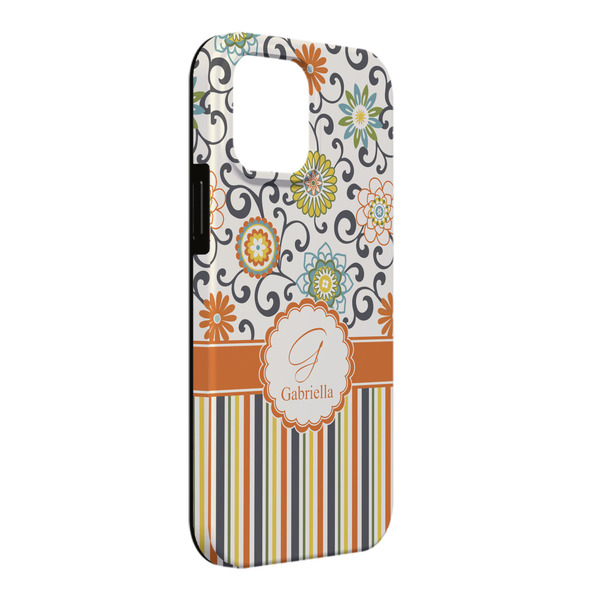 Custom Swirls, Floral & Stripes iPhone Case - Rubber Lined - iPhone 13 Pro Max (Personalized)