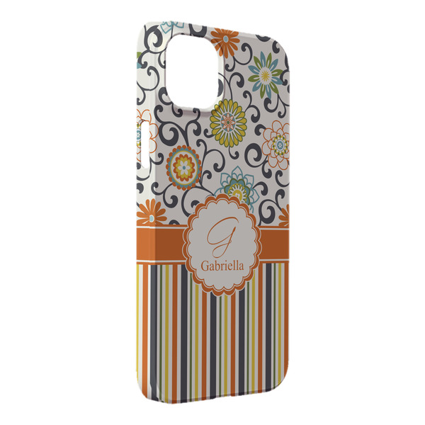 Custom Swirls, Floral & Stripes iPhone Case - Plastic - iPhone 14 Plus (Personalized)