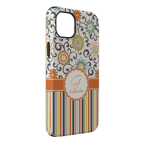 Custom Swirls, Floral & Stripes iPhone Case - Rubber Lined - iPhone 14 Plus (Personalized)