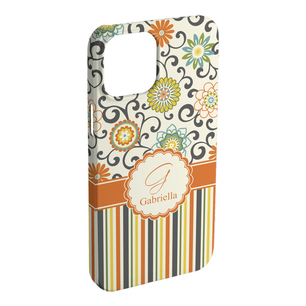 Custom Swirls, Floral & Stripes iPhone Case - Plastic - iPhone 15 Plus (Personalized)