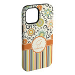 Swirls, Floral & Stripes iPhone Case - Rubber Lined - iPhone 15 Plus (Personalized)