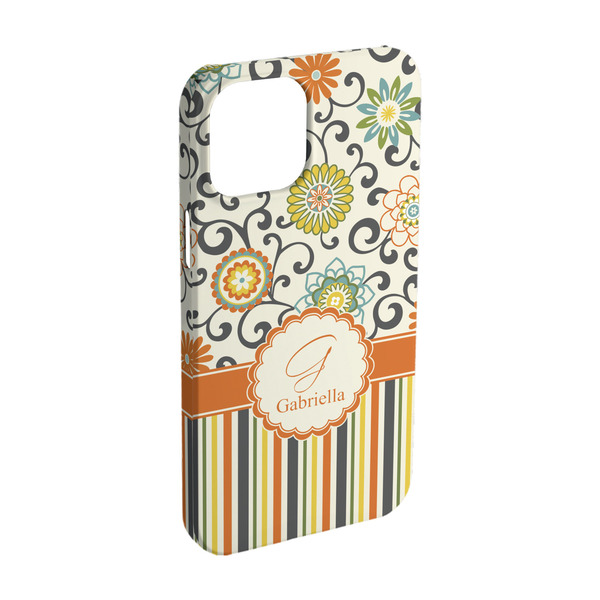 Custom Swirls, Floral & Stripes iPhone Case - Plastic - iPhone 15 Pro (Personalized)