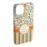 Swirls, Floral & Stripes iPhone Case - Plastic - iPhone 15 Pro Max (Personalized)