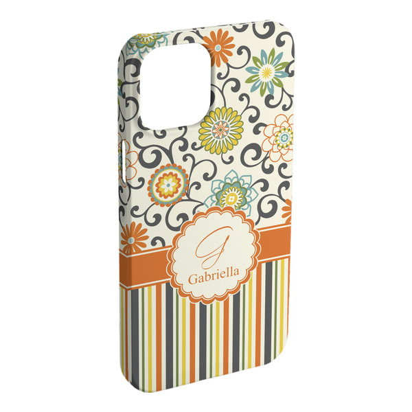 Custom Swirls, Floral & Stripes iPhone Case - Plastic - iPhone 15 Pro Max (Personalized)