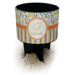 Swirls, Floral & Stripes Black Beach Spiker Drink Holder (Personalized)