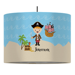 Pirate Scene 16" Drum Pendant Lamp - Fabric (Personalized)