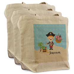 Pirate Scene Reusable Cotton Grocery Bags - Set of 3 (Personalized)