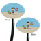 Pirate Scene Black Plastic 7" Stir Stick - Double Sided - Oval - Front & Back