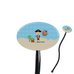 Pirate Scene 7" Oval Plastic Stir Sticks - Black - Double Sided (Personalized)