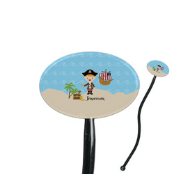 Pirate Scene 7" Oval Plastic Stir Sticks - Black - Single Sided (Personalized)