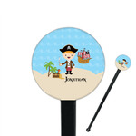 Pirate Scene 7" Round Plastic Stir Sticks - Black - Single Sided (Personalized)