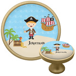 Pirate Scene Cabinet Knob - Gold (Personalized)