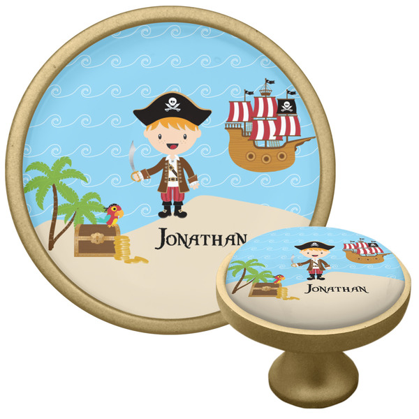 Custom Pirate Scene Cabinet Knob - Gold (Personalized)