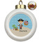 Pirate Scene Ceramic Christmas Ornament - Poinsettias (Front View)