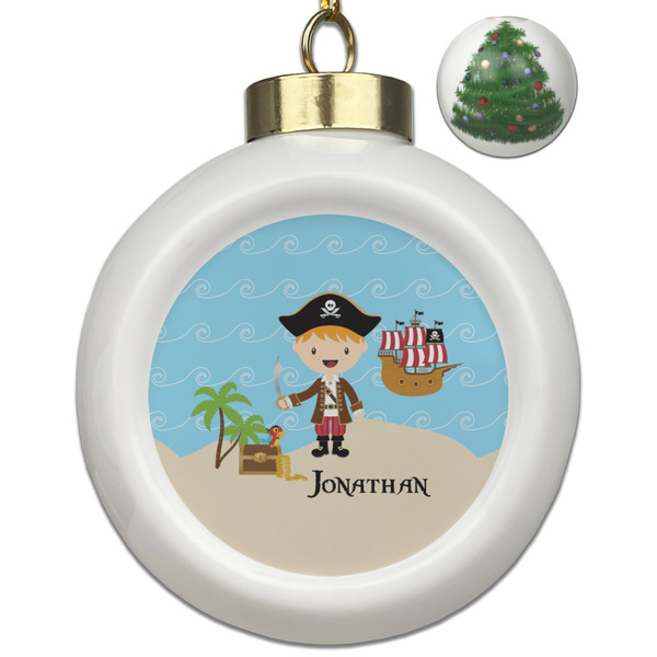 Custom Pirate Scene Ceramic Ball Ornament - Christmas Tree (Personalized)