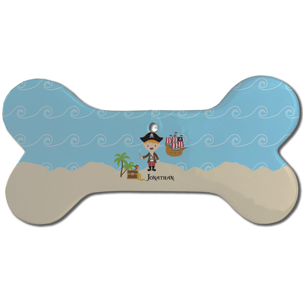 Custom Pirate Scene Ceramic Dog Ornament - Front w/ Name or Text