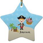 Pirate Scene Star Ceramic Ornament w/ Name or Text