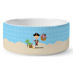 Pirate Scene Ceramic Dog Bowl - Large (Personalized)
