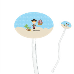 Pirate Scene 7" Oval Plastic Stir Sticks - Clear (Personalized)