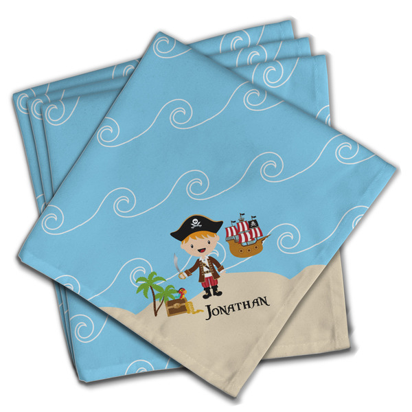 Custom Pirate Scene Cloth Napkins (Set of 4) (Personalized)