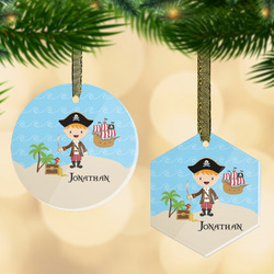 Pirate Scene Flat Glass Ornament w/ Name or Text